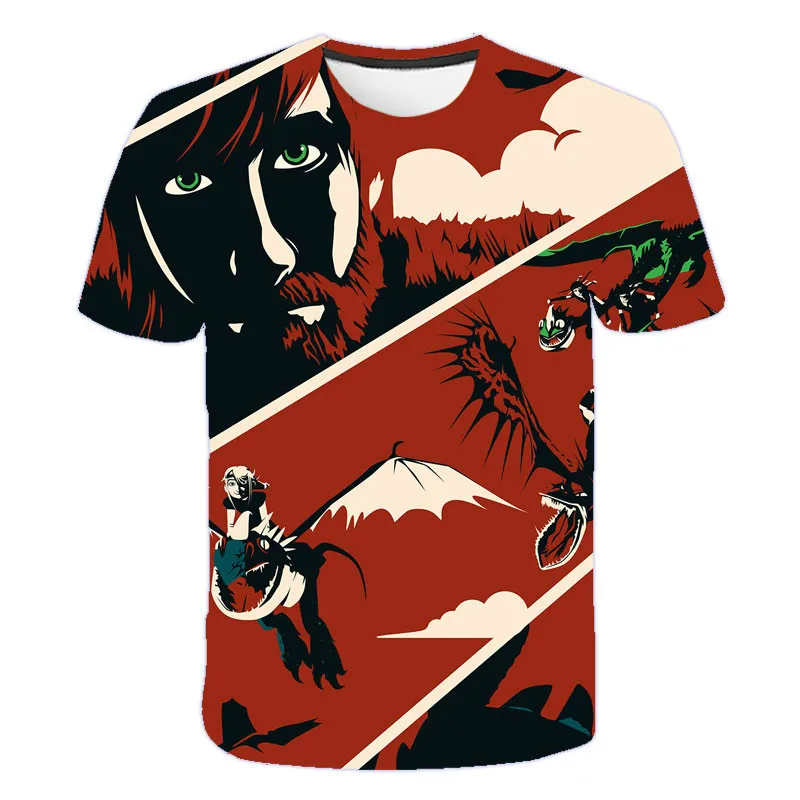 

New 3D children's sweatshirt, dragon training Knight cartoon T-shirt, short sleeve T-shirt, fashion children's clothing in 2020