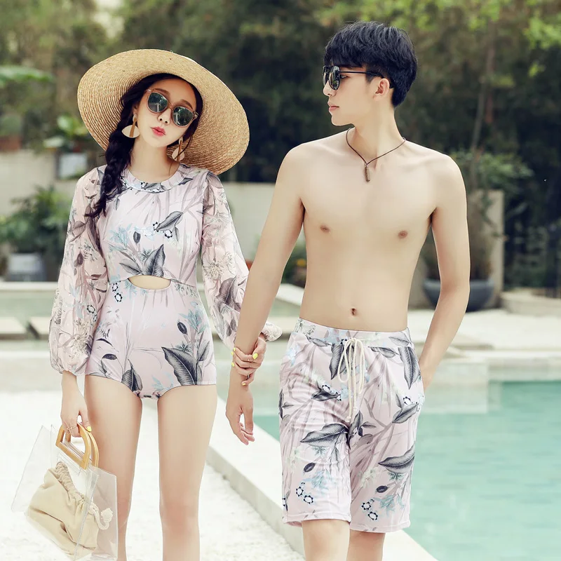 Новые купальники для пар с принтом сексуальные мужские бикини шорты влюбленных