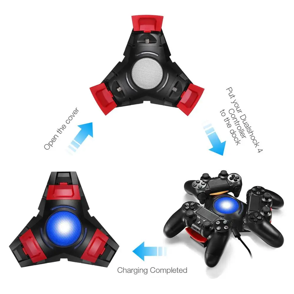 

HOT For Play Station 4 PS4 3in1 Controller LED Charger Dock Station USB Fast Charging A1