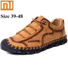 Мужские кожаные туфли ручной работы Xiaomi, мягкие повседневные Мокасины, лоферы, Уличная обувь для прогулок, Нескользящие кроссовки