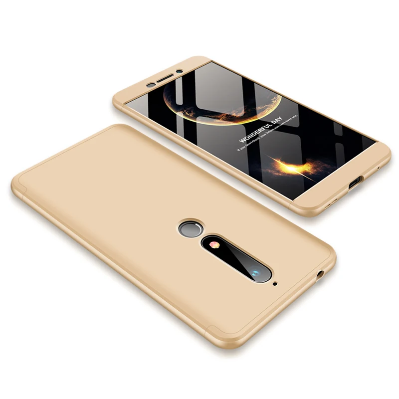 4 Для Nokia 6,1 TA 1043 чехол цветной 360 градусов защищенный полный корпус матовый чехол для Nokia 6 TA-1043 с защитным стеклом - Цвет: 4