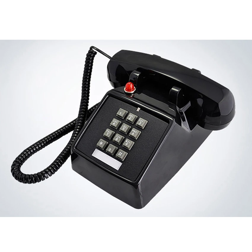dual line interface corded desk telephone with loud ringer red light flash retro 1 handset landline phone for home office free global shipping