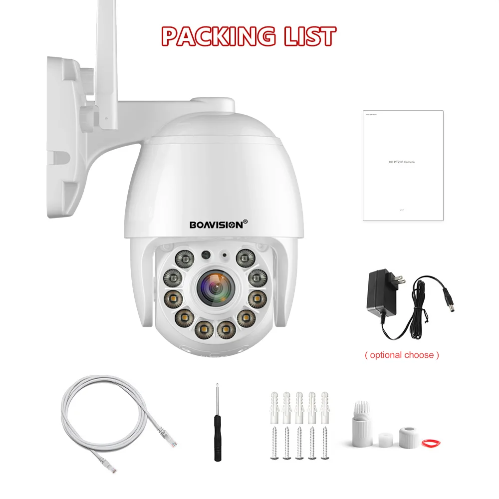 

1080P IP Camera Security Camera WiFi Wireless 4X Digital Zoom Auto Motion Tracking Full Color Night Vision Outdoor PTZ Mini Cam