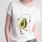 Женская футболка с короткими рукавами, белая тонкая хипстерская футболка с мультипликационным принтом авокадо, лето 2019