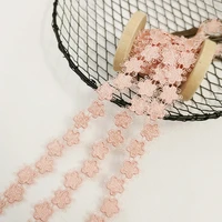 2m pink rose flower embroidered lace trim ribbon fabric sewing craft costume headdress hat decoration