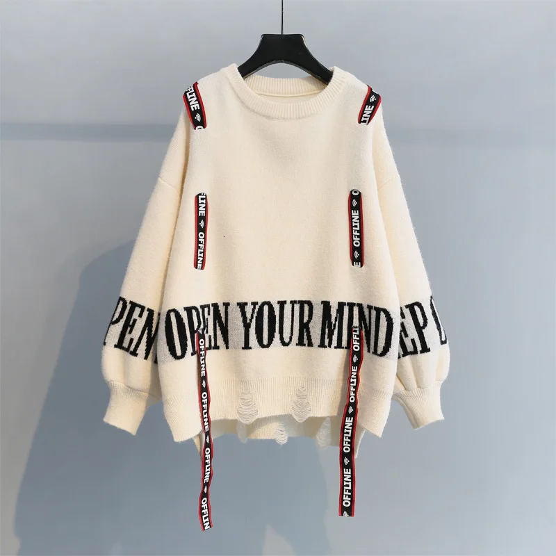 LANMREM 2020 Весна Новая мода ретро круглый воротник фонарь рукав буквы Свободный