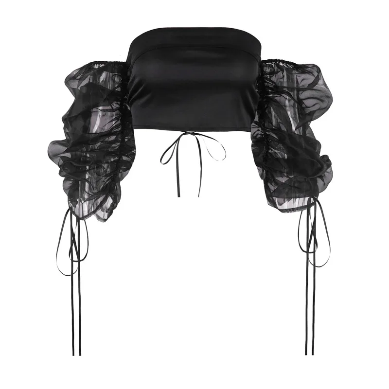 Women Summer Fashion Solid Color Off Shoulder Long Lantern Sleeve Blouse Casual Sexy Back Bandage Tops Black White | Женская одежда