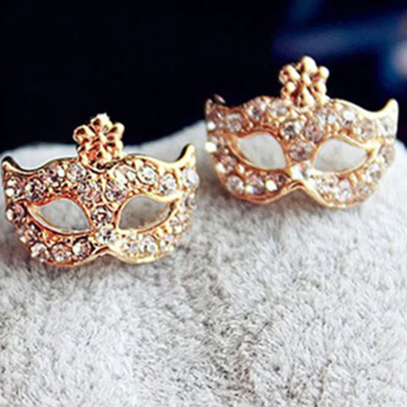 Korean Fashion Wild Bohemian Mask Rhinestone Earrings Crystal Earrings Women's Jewelry