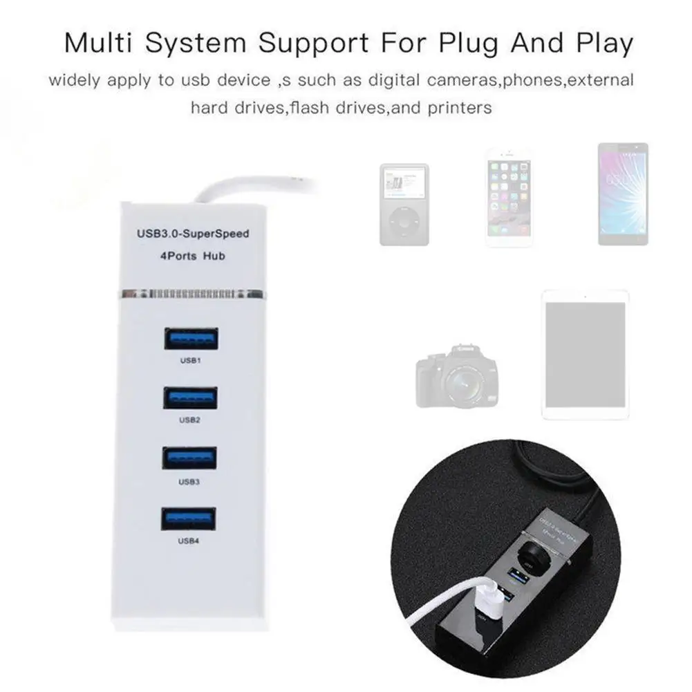 

Fast Speed 4 Port USB 3.0 HUB Multi Splitter Expansion Laptop Port USB Multi HUB Desktop PC 4 3.0 Adapter Splitter High-Spe U0N7