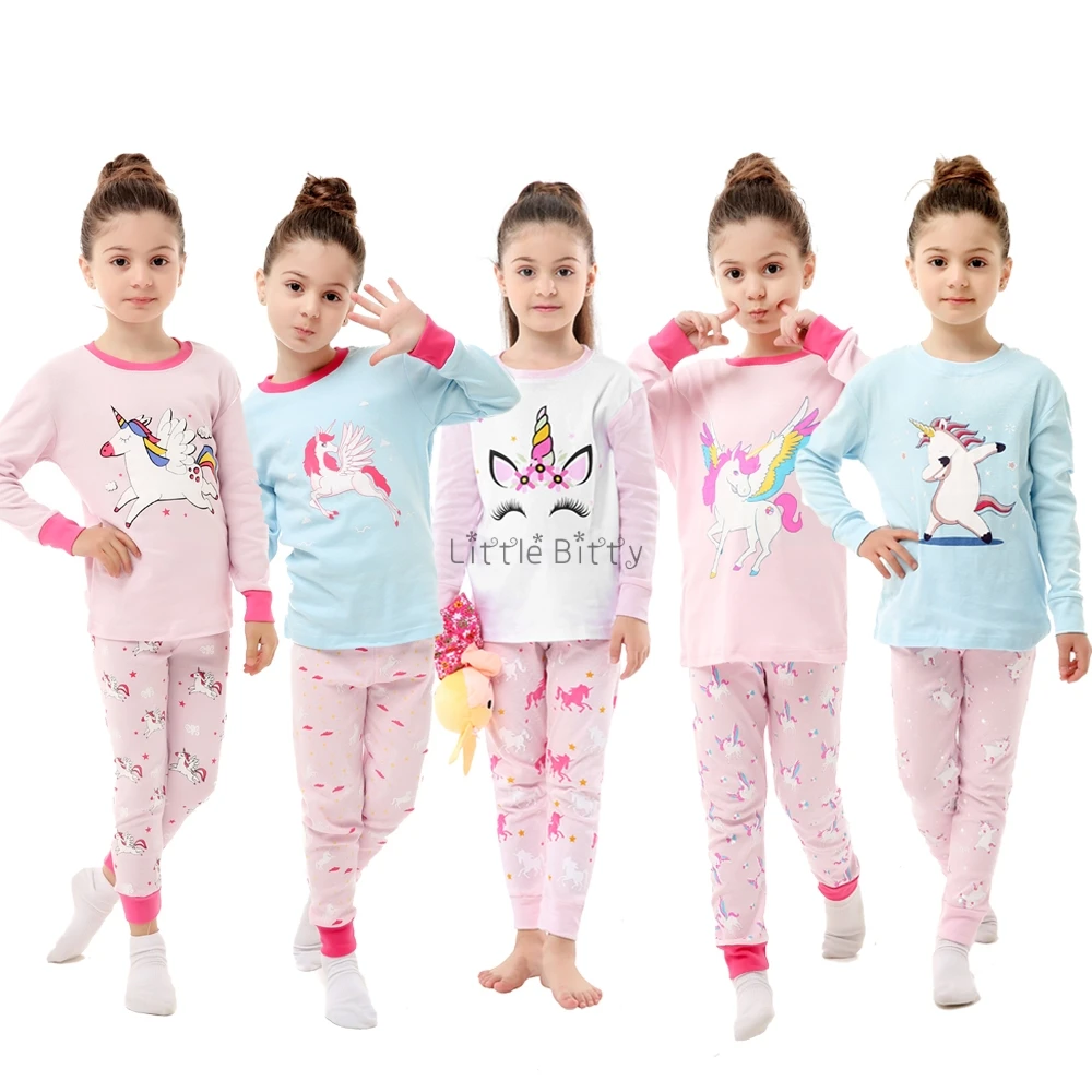 Новые хлопковые Пижамные комплекты для девочек с длинным рукавом в виде