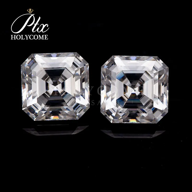 

Hot Sale Synthetic Gemstone 8x8mm Asscher Cut White Moissanite for jewelry making earrings necklace kolczyki bracelet piercing
