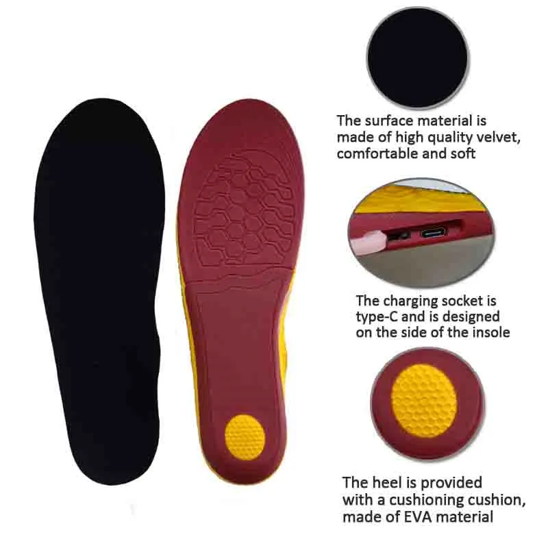 

2000mAh Electric Heated Insoles for Men and Women in Winter Outdoor Sports Warm Insoles USB Heating with Hiking Cycling Insoles
