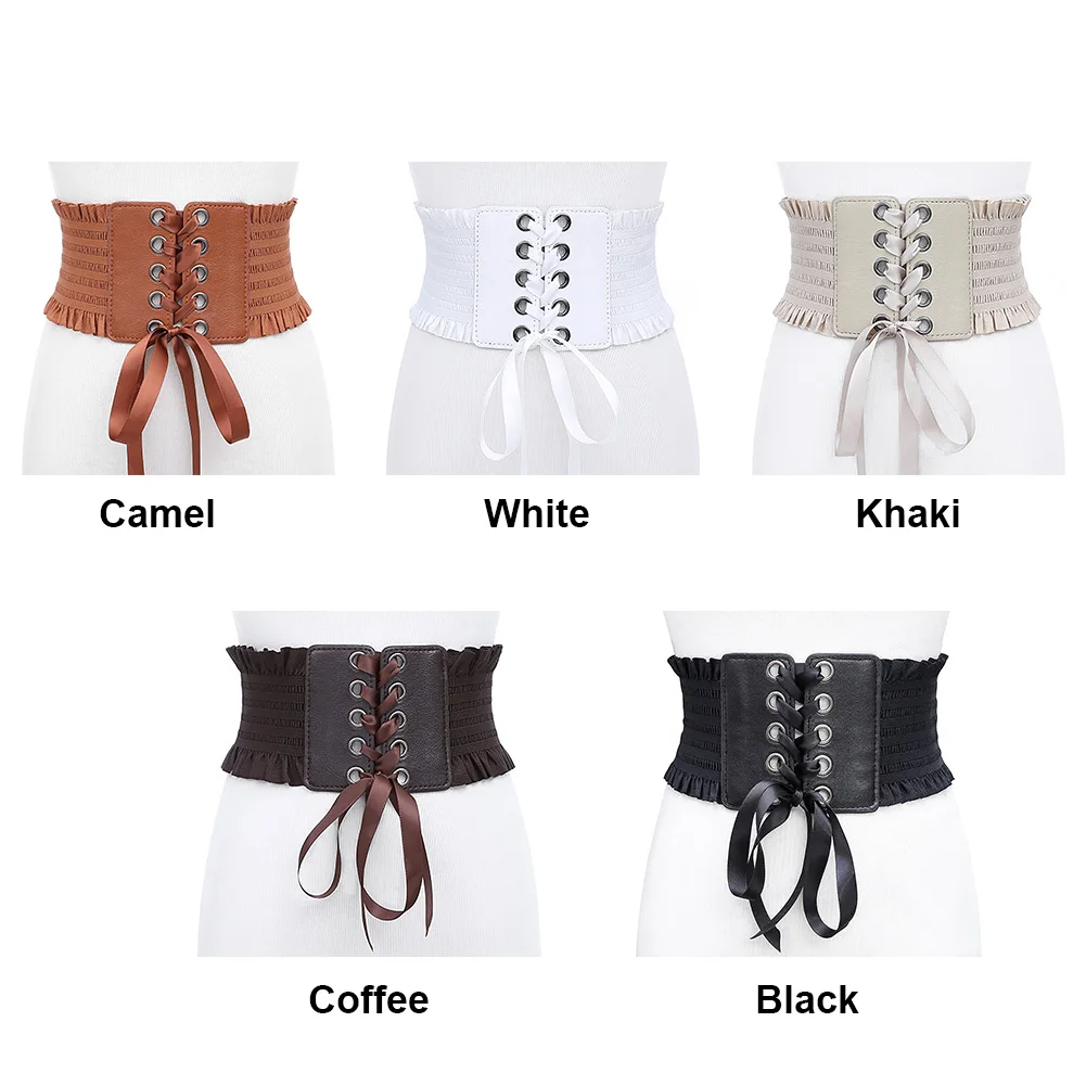 

Fashion Wide Girdle Bowknot Tassel Girls Corset Adjustable High Waist Tie Strap Women Belt Bands Lace Up Elastic