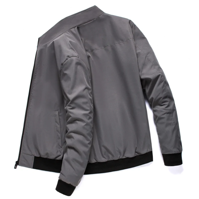 Мужская куртка-бомбер Повседневная облегающая однотонная верхняя одежда в стиле