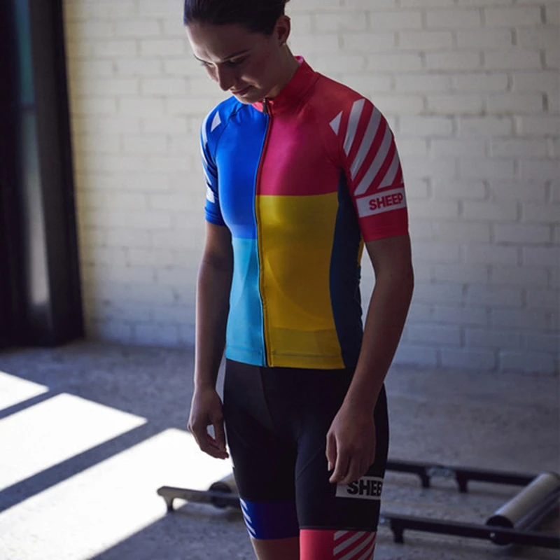 Команда черная овца Велосипеды комплект для женщин короткий рукав гелевый