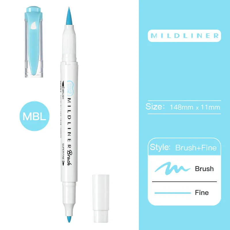 Zebra Mildliner Double Head Brush Markers Caligraphy Pen Soft Oblique Highlighter for Drawing Writing Art Supplies | Канцтовары для