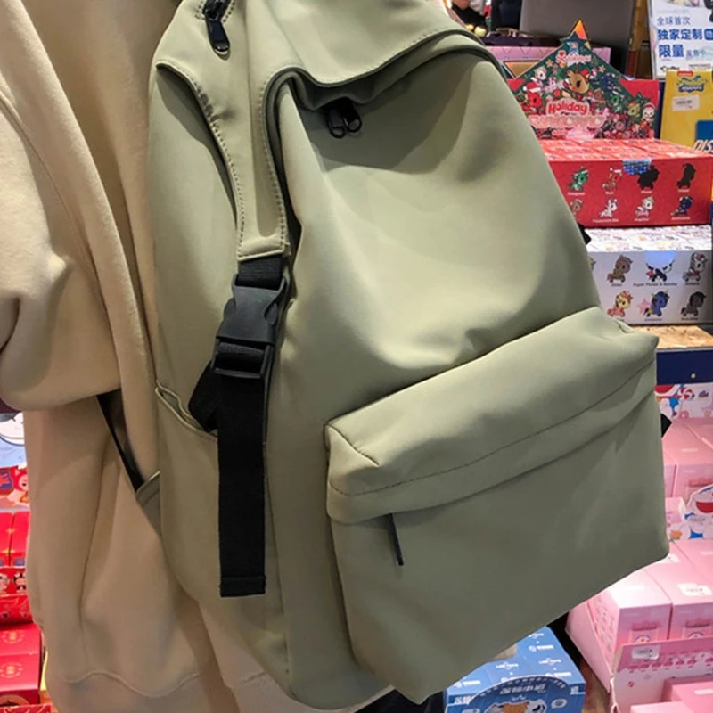 

Unisex Rucksack Solid Color Backpack Large Capacity School Bag Casual College Daypack for Teenager