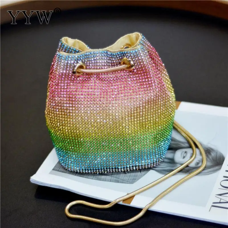 

2020 New Rainbow Color Chain Bag Women's Fashion Shoulder Bag Female Fashion Colorful Shoulder Bag Evening Clutch Purse