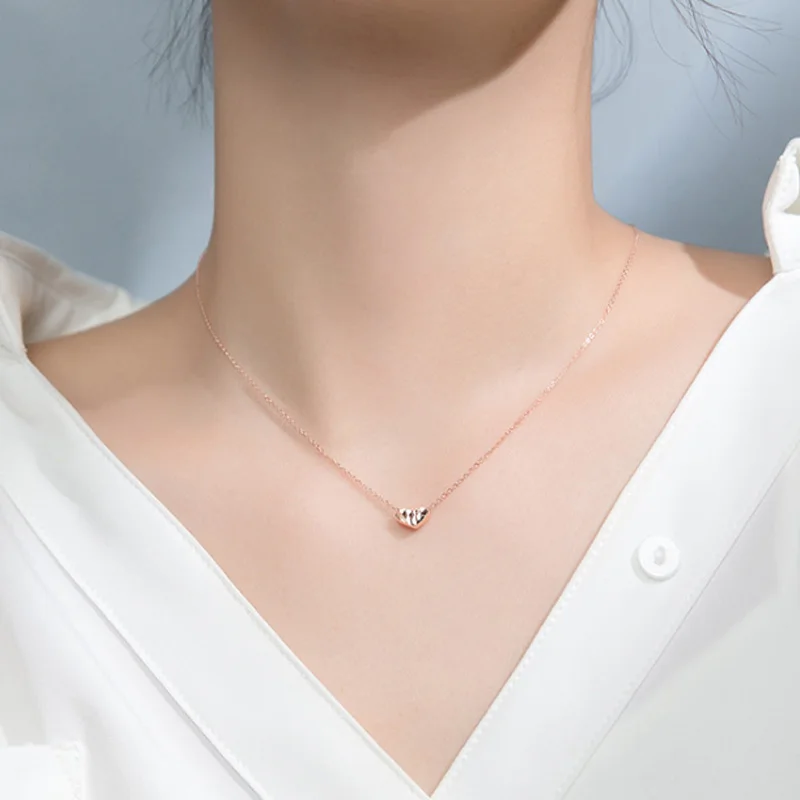 2019 925 пробы Серебряное ожерелье с подвеской стереоскопическое сердце любовь