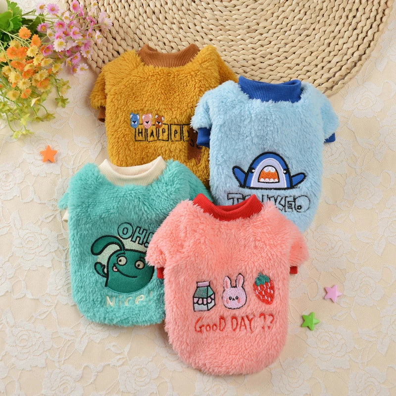 

Warm Fleece Pet Clothes Cute Fruit Print Coat Small Medium Dog Cat Shirt Jacket Teddy French Bulldog Chihuahua Winter Outfit