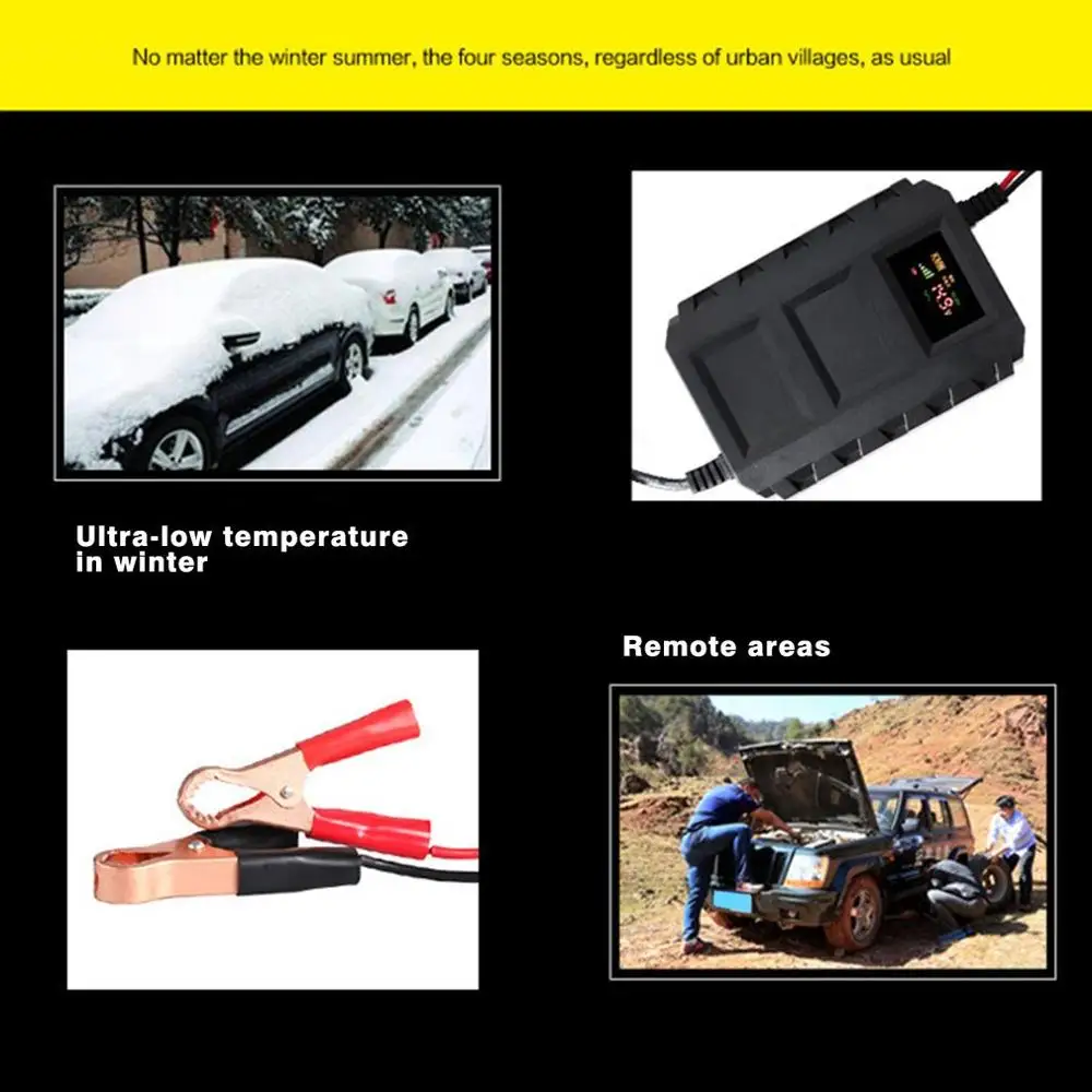 Quick Charger Motorcycle Intelligent 12V 20A Automobile Battery Lead Acid Fast Charging LCD Display Car | Электроника