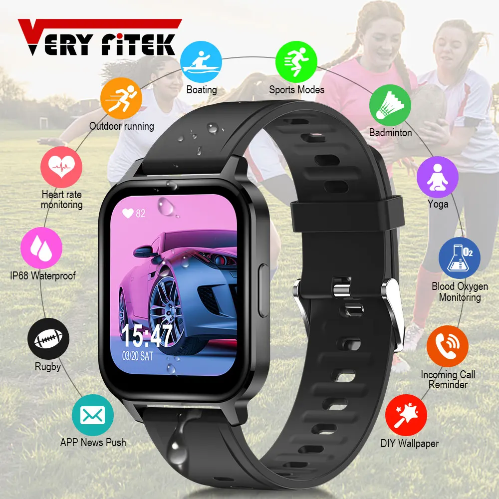 Q18s Смарт часы 1 7 &quotс узкими Экран монитор сердечного ритма фитнес трекер SPO2