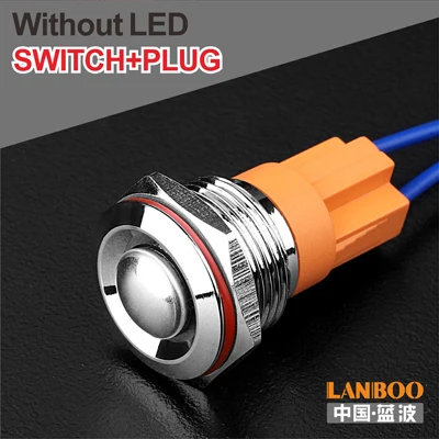 Without LED Plug 16 мм Ультра короткий кнопочный переключатель небольшой фиксация мгновенный зеленый 12 В для макетной платы - Цвет: Without LED Plug