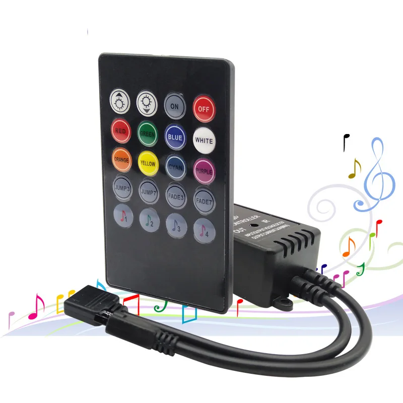 

New 20 keys music IR controller black Remote sound sensor for RGB LED strip high quality music controller for led light