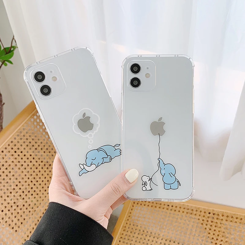 otterbox symmetry Cartoon Funny rabbit Elephant Phone Case For iphone11pro max 7 8 Plus Xs Xr Max 12Pro max 12 mini bunny Clear backcover funda apple phone case