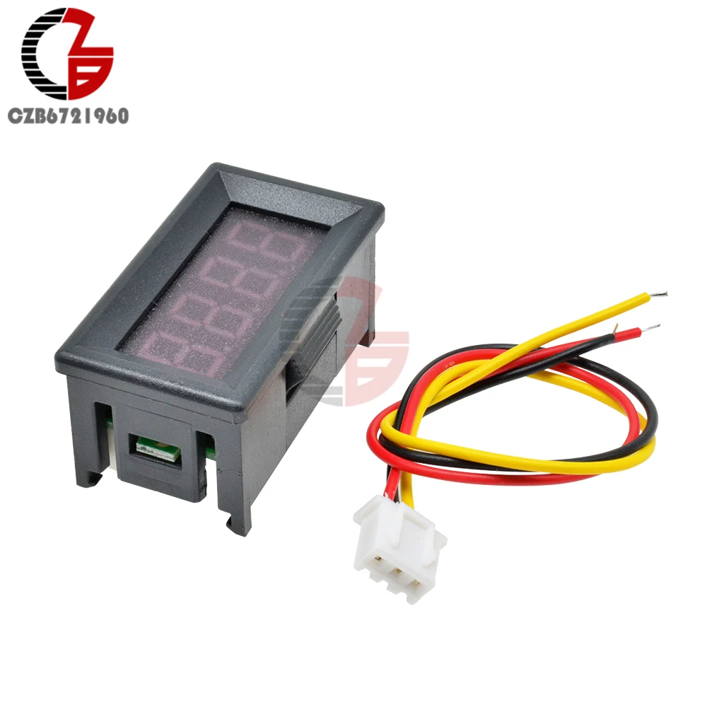 4 Digit 0-100V DC LED Digital Voltmeter 4 Bit 3 Wire Car Motorcycle Voltage Meter Lithium Battery Volt Tester Detector Monitor