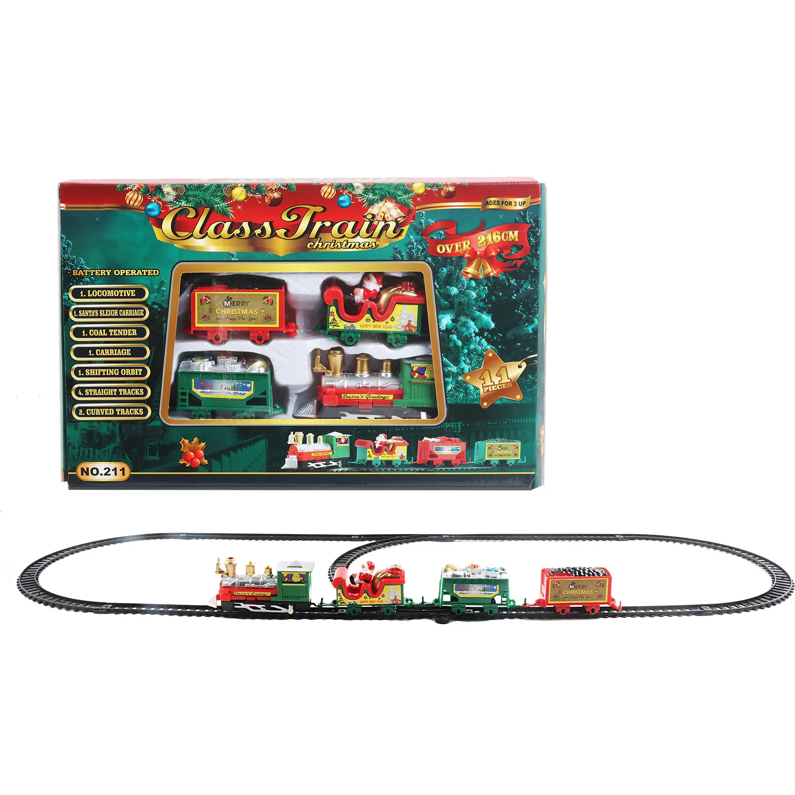 

Детский Электрический игрушечный железнодорожный поезд, мини-Санта-Клаус, рельсовый автомобиль, Рождественский Декор, детская игрушка, под...