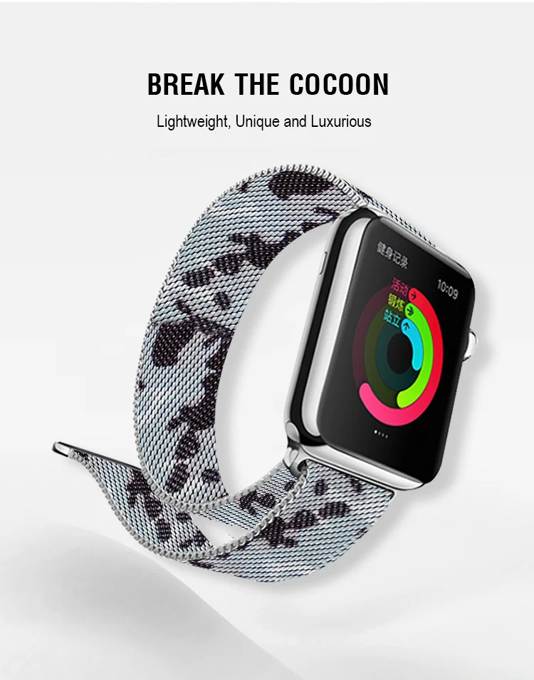Камуфляжная серая Миланская петля для Apple Watch Series 3 38 мм 42 мм магнитный ремешок металлический браслет полосы 40 мм 42 мм для Iwatch 4