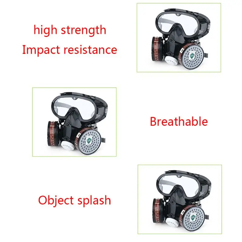

Full Face Respirator Gas Mask Safety Chemical Anti-Dust Filter Military Eye Goggle Set Workplace Safety Protection