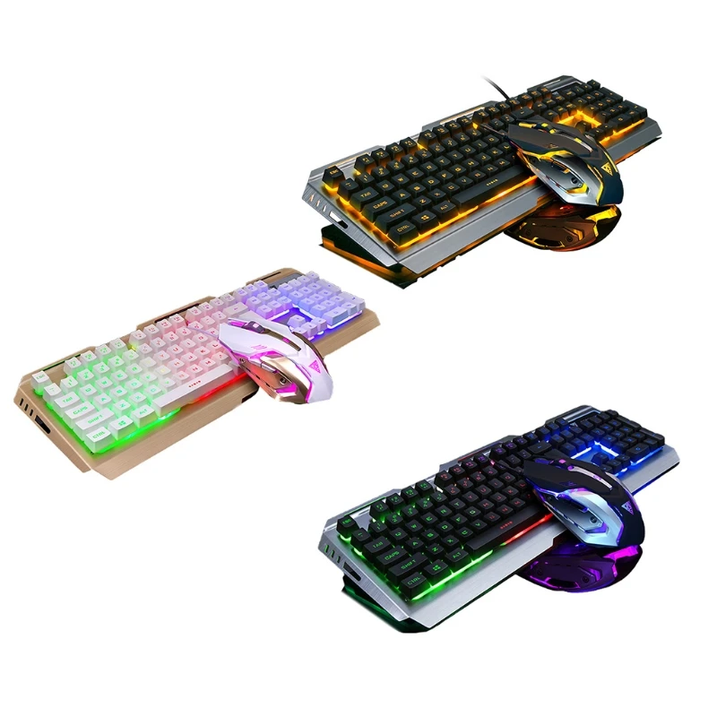 

Gaming Keyboard Mouse Wired V1 LED Backlit Multimedia USB Ergonomic Gamer Keyboard Waterproof Optical Gamer Mouse Sets 45BA