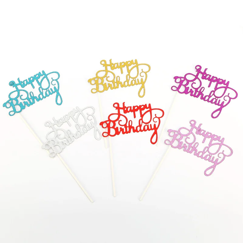 

10pcs Cake Decoration Happy Birthday Cake Toppers Bling Sparkle Decoration Sign Happy Birthday Cake Topper Birthday Decor