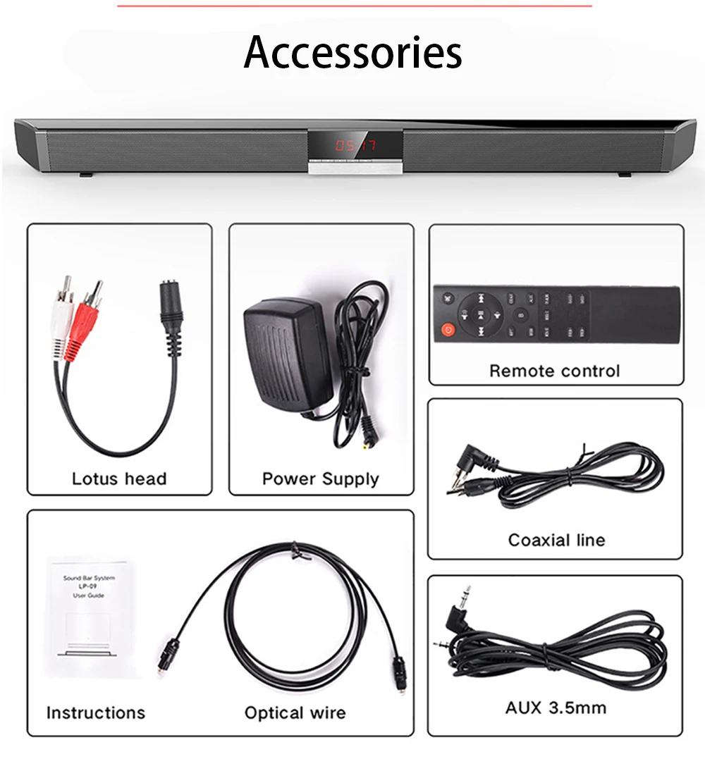 Звуковая панель 40 Вт Беспроводная Bluetooth-колонка светодиодный дисплей домашняя