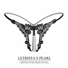 Модные прозрачные сексуальные женские трусики с вышивкой, ажурные жемчужные массажные трусики с открытой промежностью, женские T-образные трусики с заниженной талией и T-образной спинкой