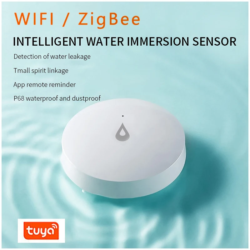 

Zigbee Water Tank Full Linkage Alarm Tuya Flood Sensor Zigbee Gateway Need Water Leak Detector Smart Life Remote Monitoring