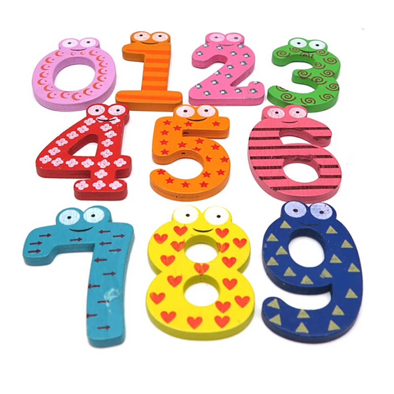 

10 pcs/Set Cartoon Cute Wooden Number Fridge Magnet Math For Children Early Learning Educational Gift Toy Refrigerator Sticker