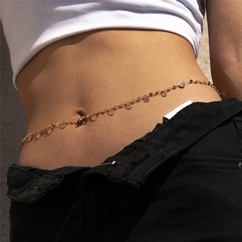 Женский многослойный пляжный пояс цепочка на талию металлическая тело