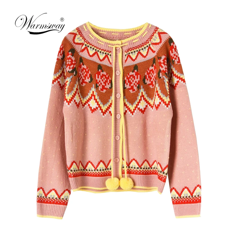 Брендовое качество новинка 2019 Модный милый жаккардовый Рождественский кардиган