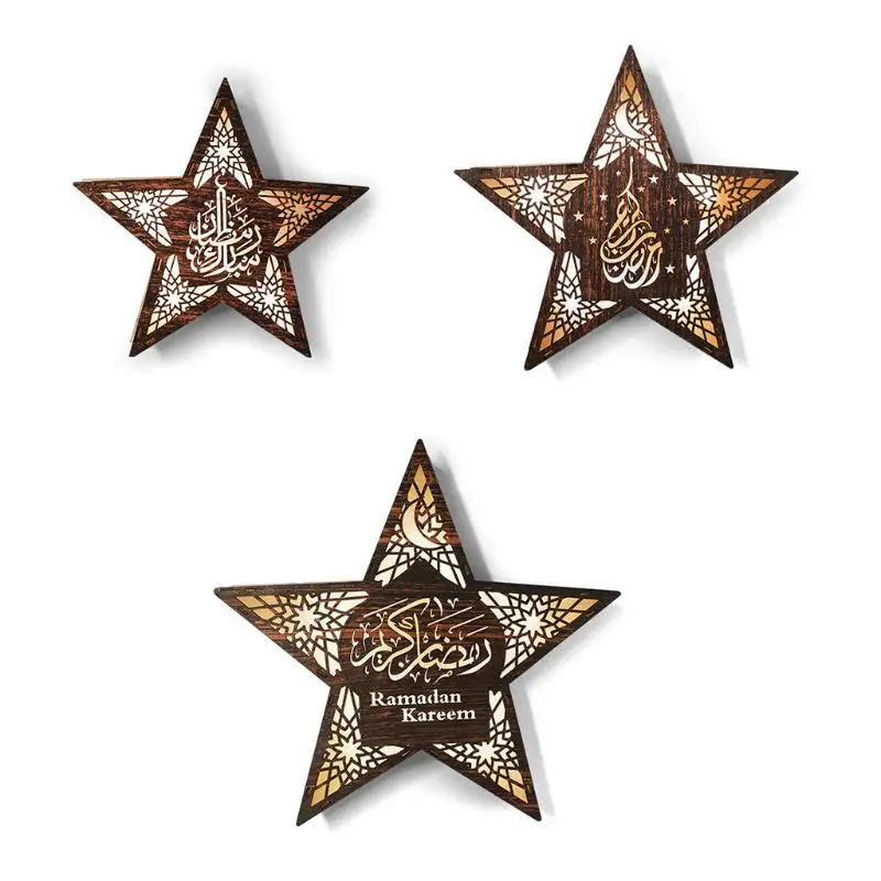 

Ramadan Festival LED Star Lights Wooden Wall Light Elegant Decoration Eid Home M0XD