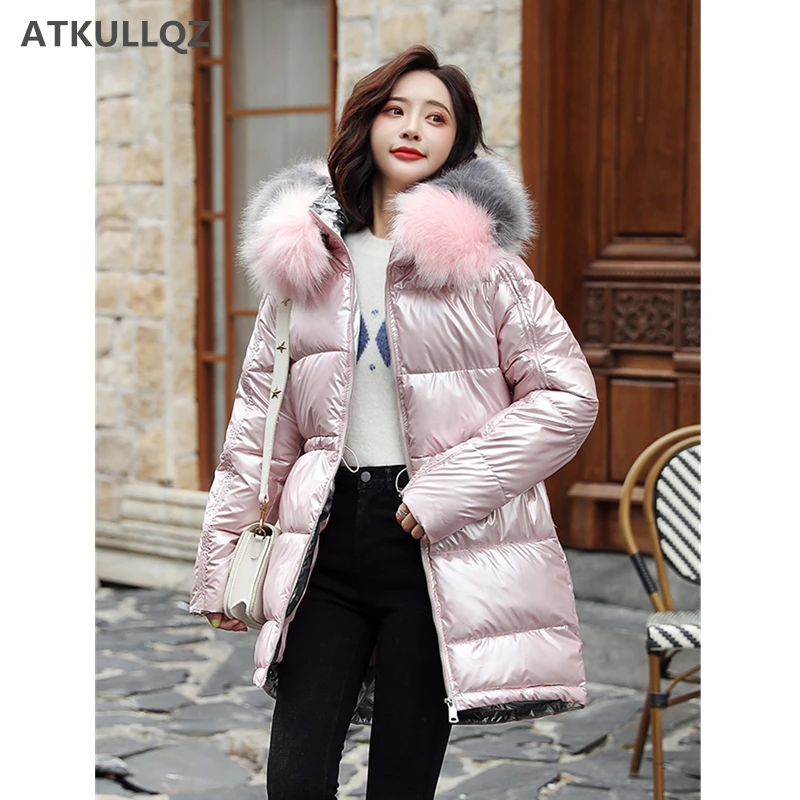 

Женская хлопковая куртка с меховым воротником, длинная хлопковая куртка с поясом, зимняя куртка, 2019
