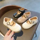 Новинка 2021, детская кожаная обувь, повседневные сандалии для девочек и мальчиков, детская обувь для шоу с пряжкой, повседневная детская обувь