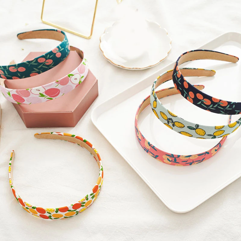 

Handmade Women Head Hoop Fruit Print Wide Headband Sweet Face Wash Hair Hoop For Women Fashion Girls Hair Accessories Headwear