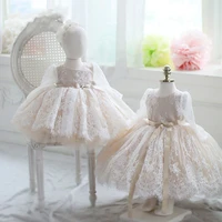 long puff sleeve baby girl princess dress bowknot infant toddler girl vintage costume party birthday ball gown xmas baby clothes