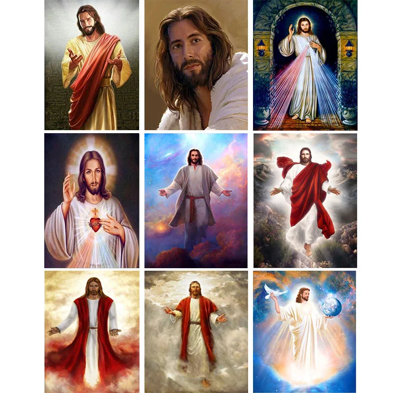 Картина маслом по номерам рисунок Иисуса на холсте ручная роспись портретные