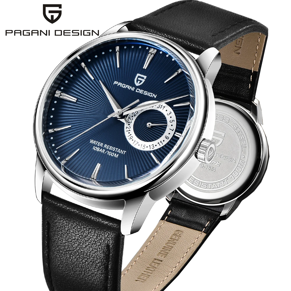 

Часы наручные PAGANI Мужские кварцевые, брендовые многофункциональные Роскошные деловые водонепроницаемые с кожаным ремешком, 40 мм