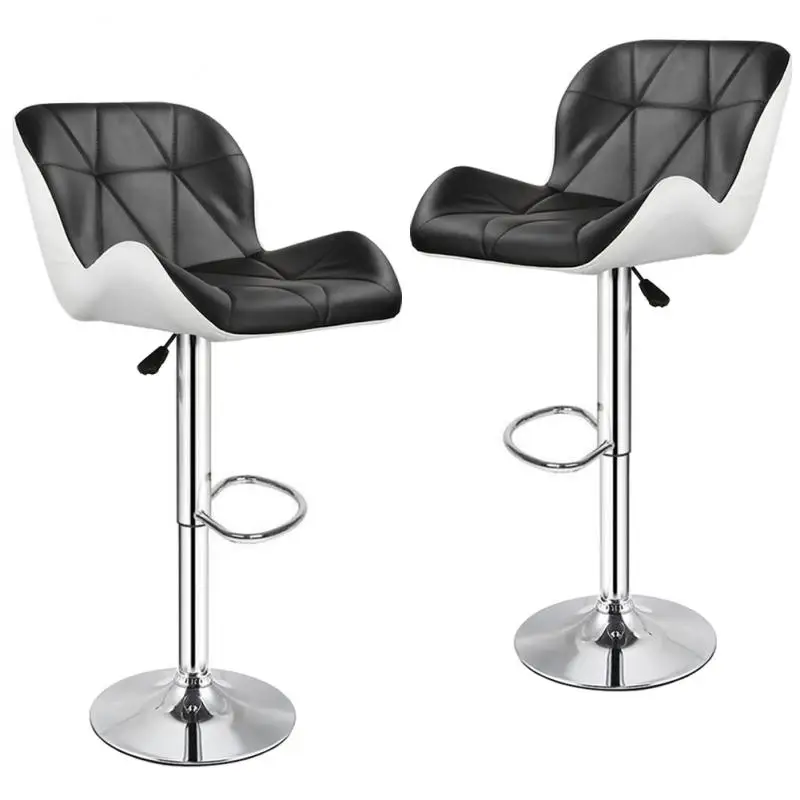 

Tank Bar Chairs Artificial Leather Adjustable Height 360 Degree Rotatable Square Backrest Kitchen Bar Stool Black White 2pcs HWC