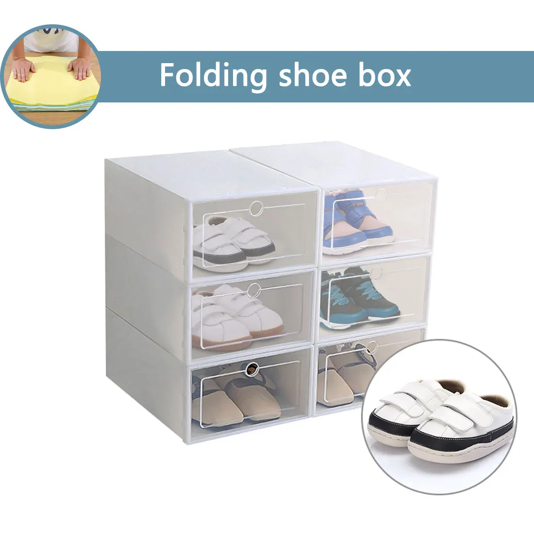 

Transparent Shoe boxes Storage Box Dustproof Shoes Box Thickened Shoe Organizer Box Superimposed Combination Shoe Cabinet 6pcs